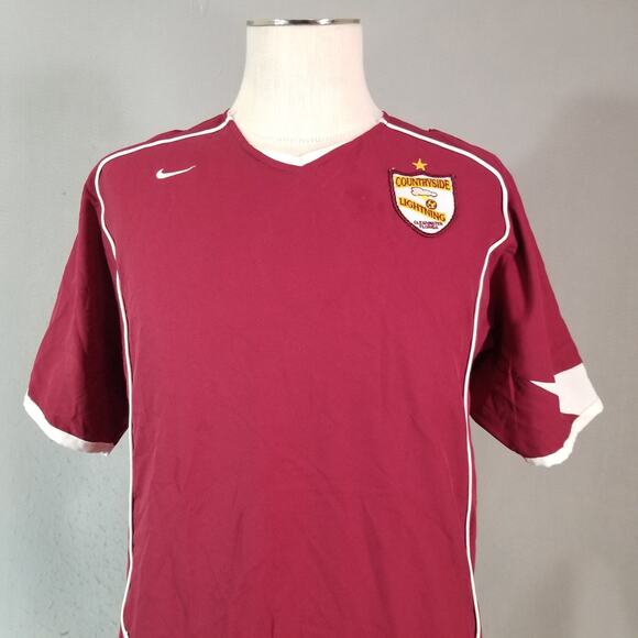 Nike Countryside lightning soccer Jersey men's medium red Dri-Fit short sleeve - Picture 2 of 14